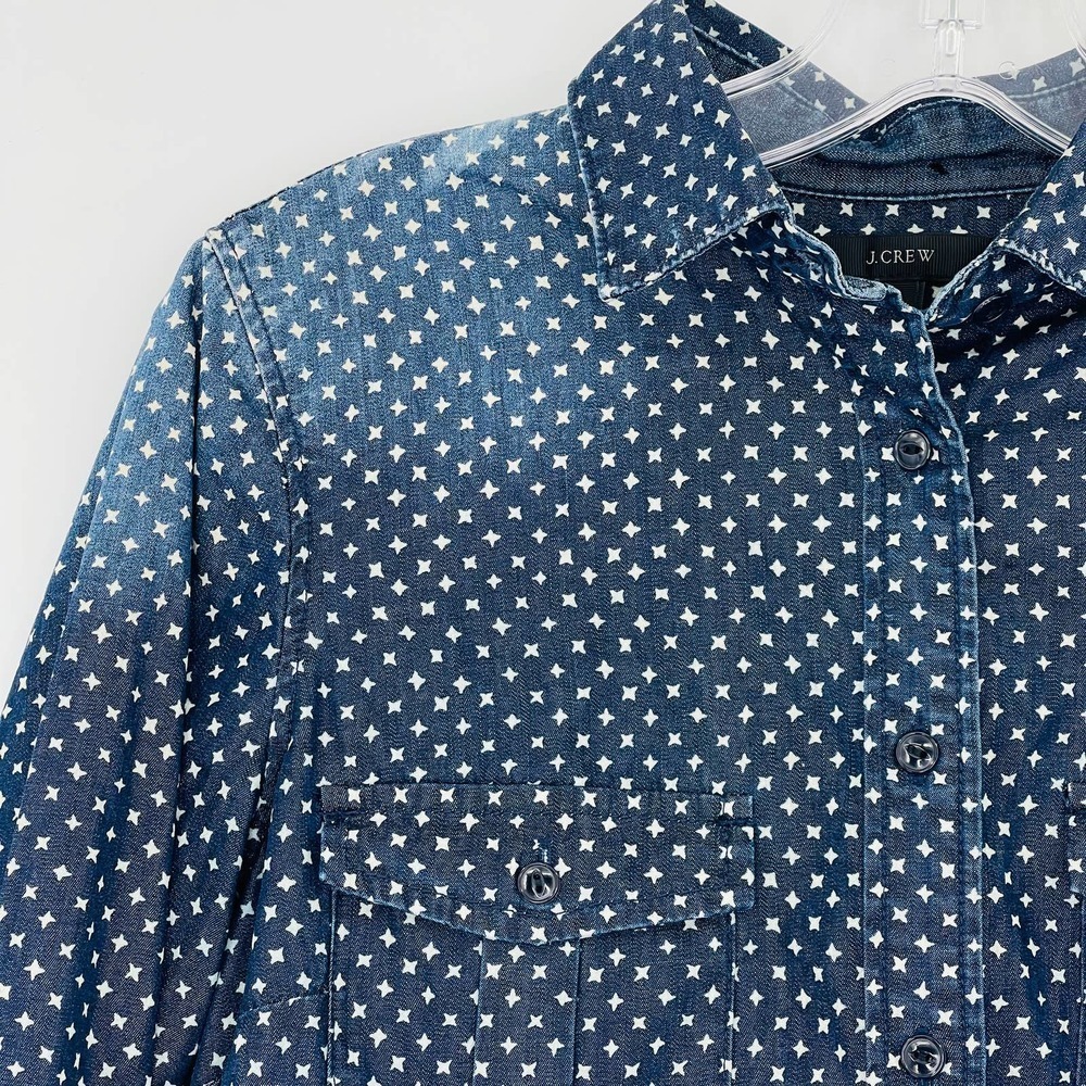 J. Crew Denim Chambray Star Print Button Front Shirt